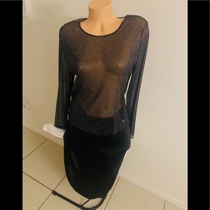 VSPINK Medium Black Half Slip Skirt  & glitter top